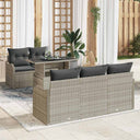 vidaXL Garden Sofa Set with Cushions 6 pcs Black Poly Rattan