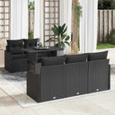 vidaXL Garden Sofa Set with Cushions 6 pcs Black Poly Rattan