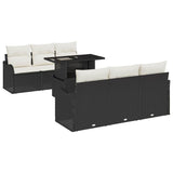 vidaXL Tuinbank Set met kussen met opslag 7 pcs Zwart Poly rattan