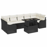 vidaXL Tuinbank Set met kussen met opslag 8 pcs Zwart Poly rattan