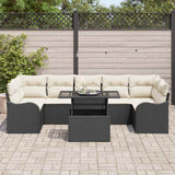 vidaXL Tuinbank Set met kussen met opslag 8 pcs Zwart Poly rattan