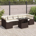 vidaXL Tuinbank Set met kussen met opslag 8 pcs Zwart Poly rattan