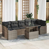 vidaXL Tuinbank Set met kussen met opslag 8 pcs Zwart Poly rattan