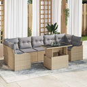vidaXL Tuinbank Set met kussen met opslag 8 pcs Zwart Poly rattan