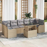 vidaXL Tuinbank Set met kussen met opslag 8 pcs Zwart Poly rattan