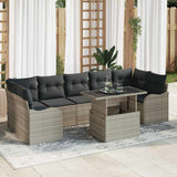 vidaXL Tuinbank Set met kussen met opslag 8 pcs Zwart Poly rattan