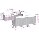 vidaXL Tuinbank Set met kussen met opslag 9 pcs Zwart Poly rattan