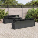vidaXL Tuinbank Set met kussen met opslag 9 pcs Zwart Poly rattan