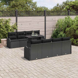 vidaXL Tuinbank Set met kussen met opslag 9 pcs Zwart Poly rattan