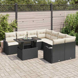 vidaXL Garden Lounge Set with Cushions 9 pcs Black Poly Rattan