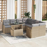 vidaXL Garden Lounge Set with Cushions 9 pcs Black Poly Rattan