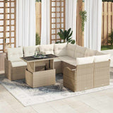 vidaXL Garden Lounge Set with Cushions 9 pcs Black Poly Rattan