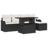 vidaXL Tuinbank Set met kussen 6 pcs Zwart Polyrattan