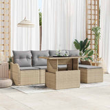 vidaXL Tuinbank Set met kussen 6 pcs Zwart Polyrattan