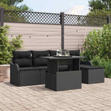 vidaXL Tuinbank Set met kussen 6 pcs Zwart Polyrattan