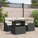 vidaXL Tuinbank Set met kussen met kussen 5 pcs Zwart Poly Riet