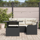 vidaXL Tuinbank Set met kussen met kussen 5 pcs Zwart Poly Riet