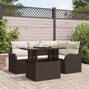 vidaXL Tuinbank Set met kussen met kussen 5 pcs Zwart Poly Riet
