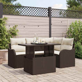 vidaXL Tuinbank Set met kussen met kussen 5 pcs Zwart Poly Riet