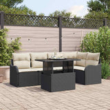 vidaXL Garden Sofa Set with Cushions 6-Piece Black Poly Rattan