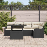 vidaXL Garden Sofa Set with Cushions 6-Piece Black Poly Rattan