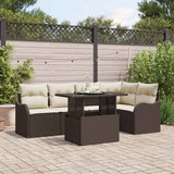 vidaXL Garden Sofa Set with Cushions 6-Piece Black Poly Rattan
