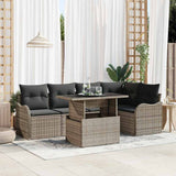 vidaXL Garden Sofa Set with Cushions 6-Piece Black Poly Rattan