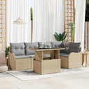 vidaXL Garden Sofa Set with Cushions 6-Piece Black Poly Rattan