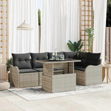 vidaXL Garden Sofa Set with Cushions 6-Piece Black Poly Rattan