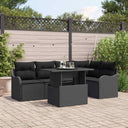 vidaXL Garden Sofa Set with Cushions 6-Piece Black Poly Rattan