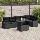 vidaXL Tuinbank Set met kussen met kussen 7 pcs Zwart Poly Riet