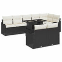 vidaXL Tuinbank Set met kussen met kussen 9 pcs Zwart Poly Riet