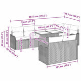 vidaXL Tuinbank Set met kussen met kussen 9 pcs Zwart Poly Riet