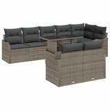vidaXL Tuinbank Set met kussen met kussen 9 pcs Zwart Poly Riet