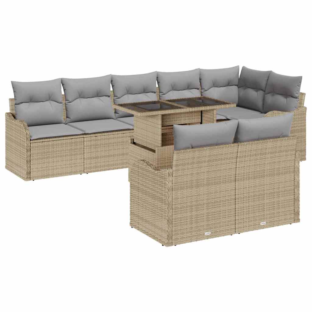 vidaXL Tuinbank Set met kussen met kussen 9 pcs Zwart Poly Riet