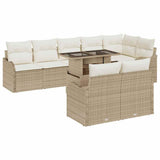 vidaXL Tuinbank Set met kussen met kussen 9 pcs Zwart Poly Riet