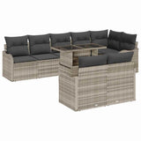 vidaXL Tuinbank Set met kussen met kussen 9 pcs Zwart Poly Riet