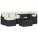 vidaXL Tuinbank Set met kussen met opslag 7 pcs Zwart Poly rattan