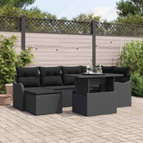 vidaXL Tuinbank Set met kussen met opslag 7 pcs Zwart Poly rattan