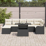 vidaXL Tuinbank Set met kussen met opslag 8 pcs Zwart Poly rattan