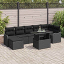 vidaXL Tuinbank Set met kussen met opslag 8 pcs Zwart Poly rattan