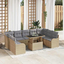 vidaXL Tuinbank Set met kussen met kussen 10 pcs Zwart Poly Riet