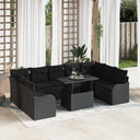 vidaXL Tuinbank Set met kussen met kussen 10 pcs Zwart Poly Riet