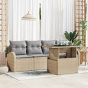 vidaXL Garden Sofa Set with cushion with cushion 5 pcs Black Poly Rattan
