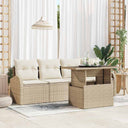 vidaXL Garden Sofa Set with cushion with cushion 5 pcs Black Poly Rattan