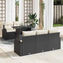 vidaXL Tuinbank Set met kussen met kussen 6 pcs Zwart Poly Riet