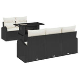 vidaXL Tuinbank Set met kussen met kussen 6 pcs Zwart Poly Riet