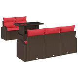 vidaXL Tuinbank Set met kussen met opslag 6 pcs Bruin Poly Riet