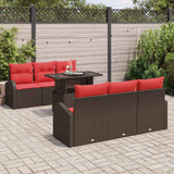 vidaXL Tuinbank Set met kussen met opslag 7 pcs Bruin Poly Riet