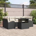 vidaXL Tuinbank Set met kussen met opslag 7 pcs Zwart Poly Riet